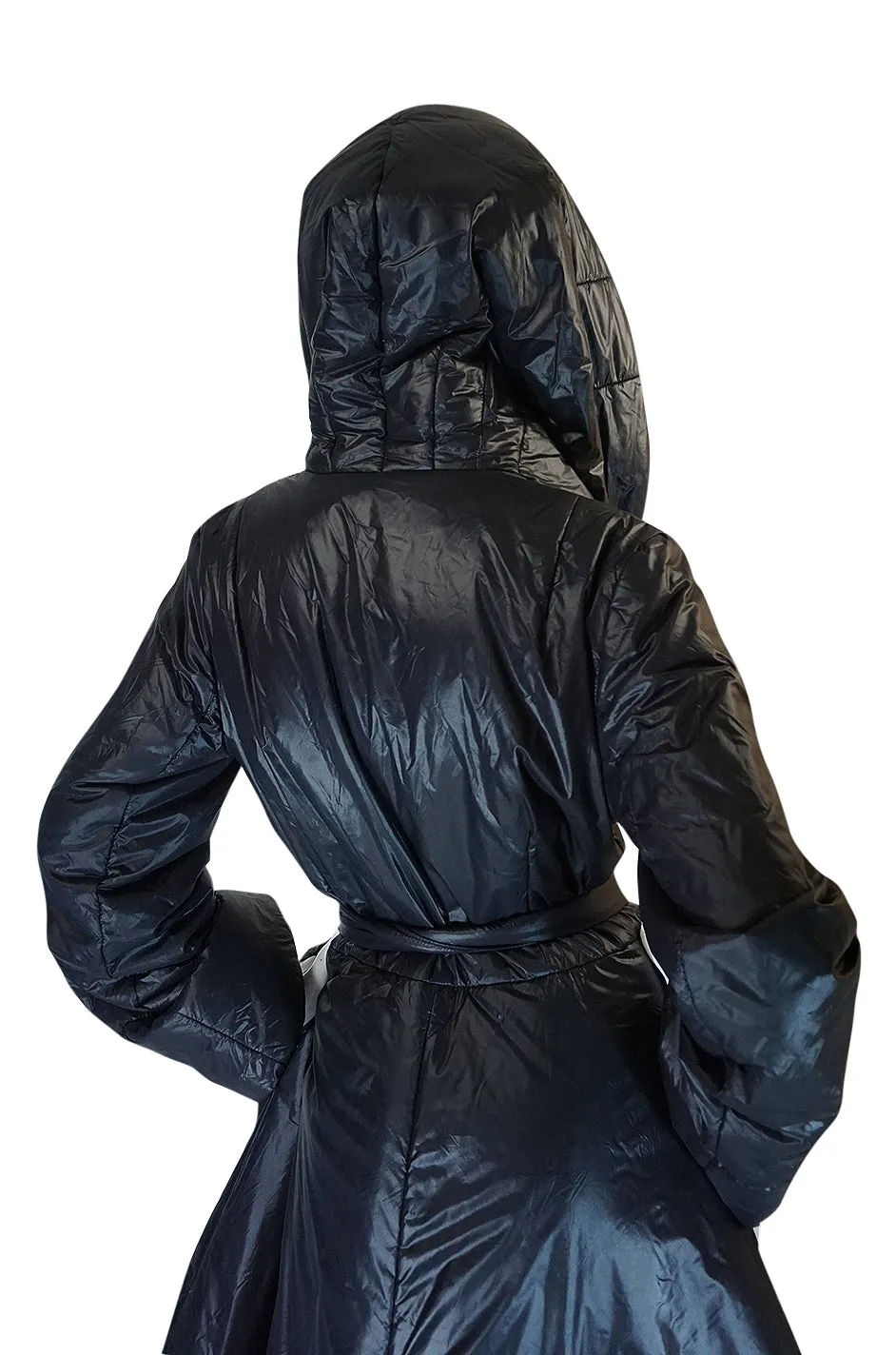 1980s OMO Norma Kamali Black Sleeping Bag Coat with Hood