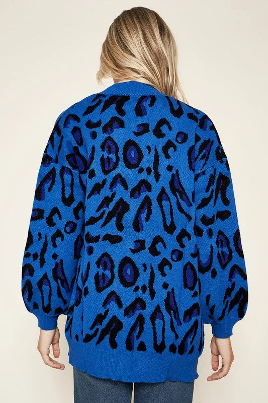 Blue Charmed Blue Leopard Cardigan