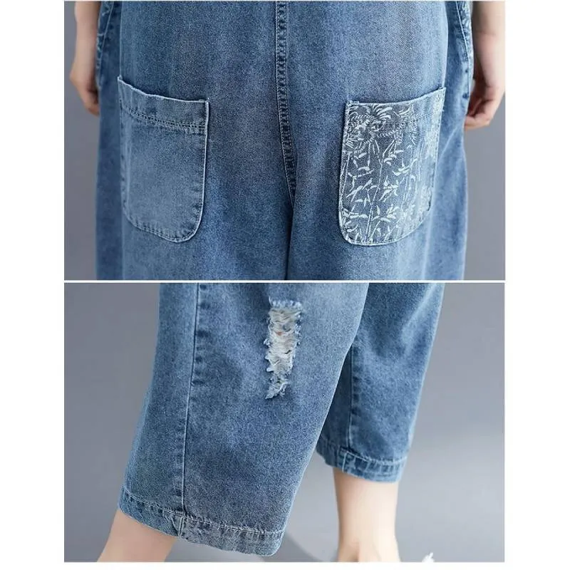 Boho Romper - Denim Overalls