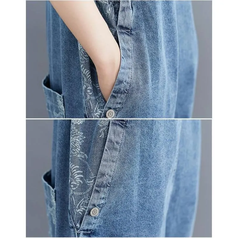 Boho Romper - Denim Overalls