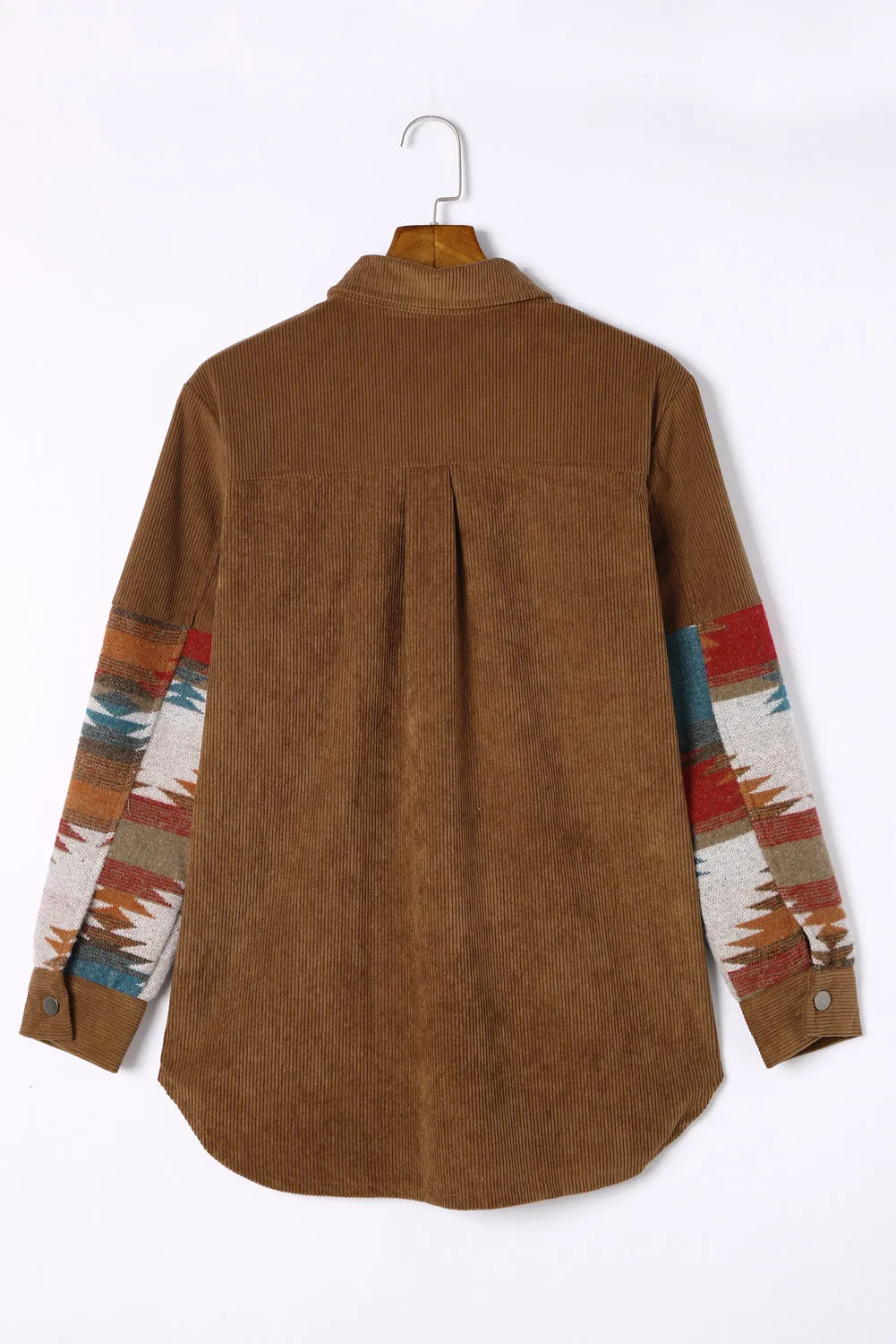 Brown Aztec Pattern Corduroy Shacket
