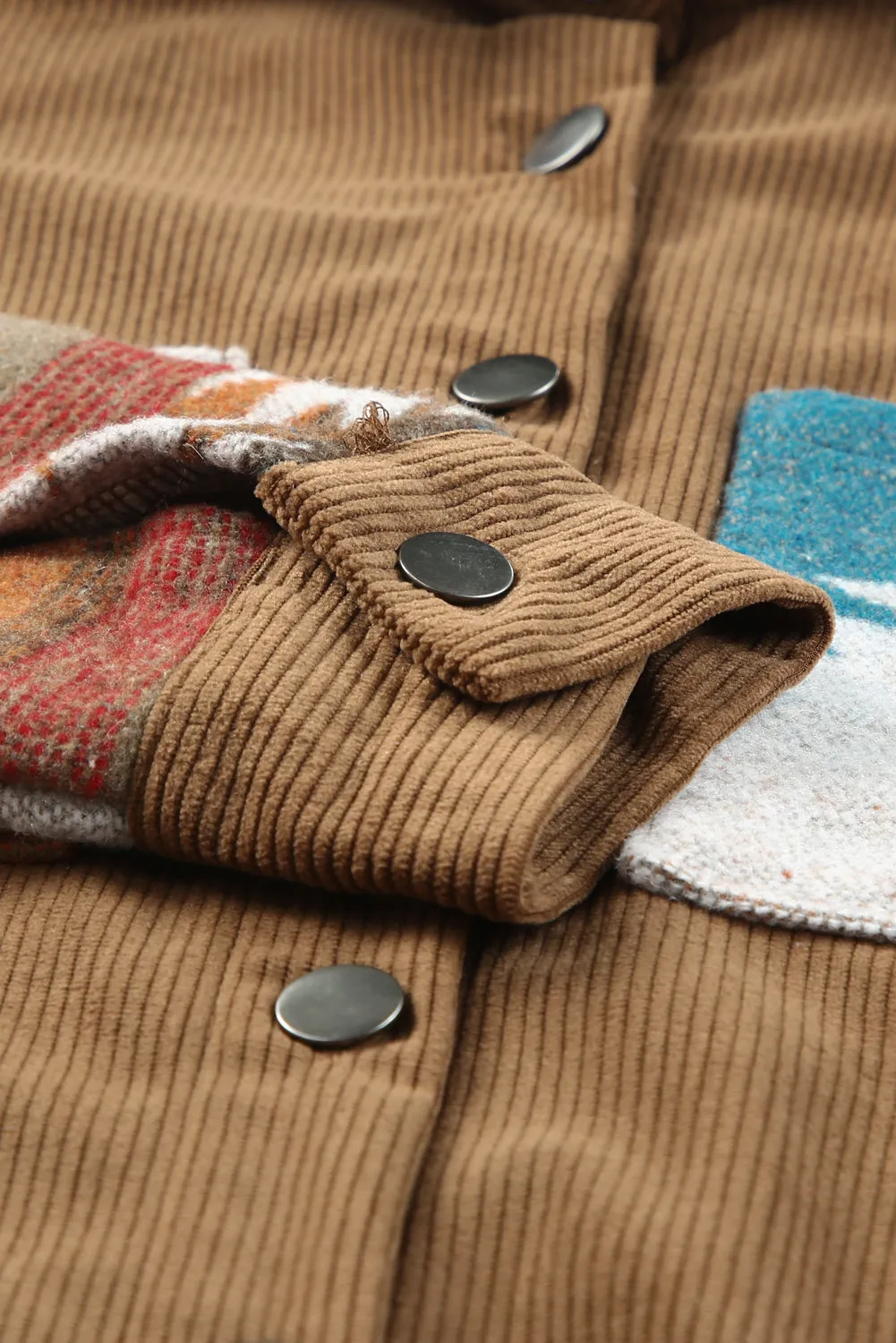 Brown Aztec Pattern Corduroy Shacket