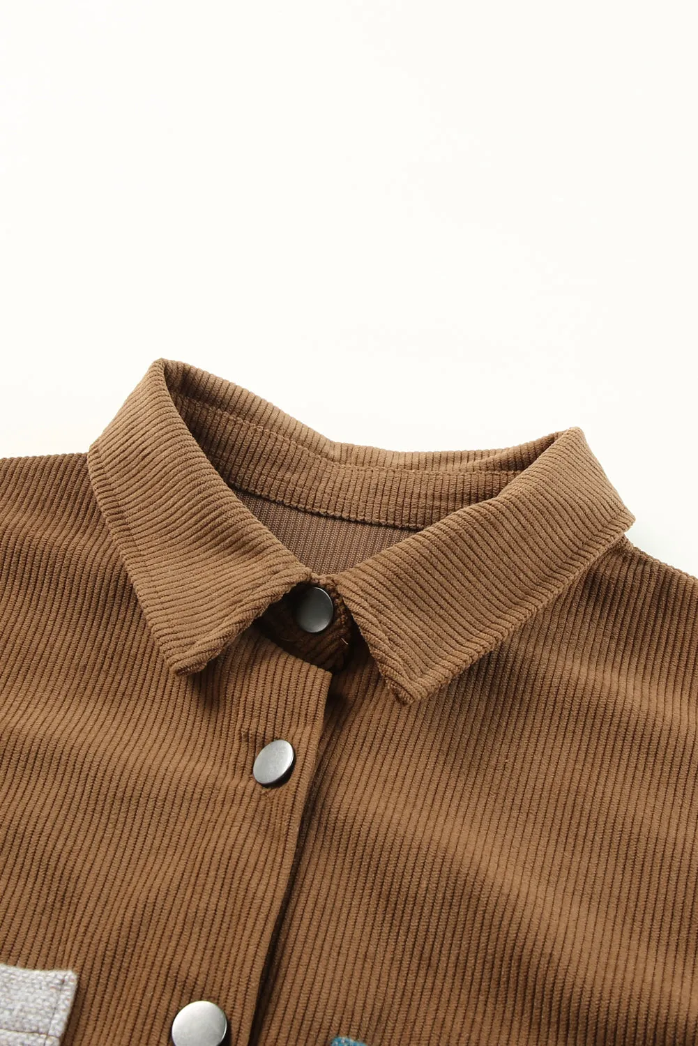 Brown Aztec Pattern Corduroy Shacket
