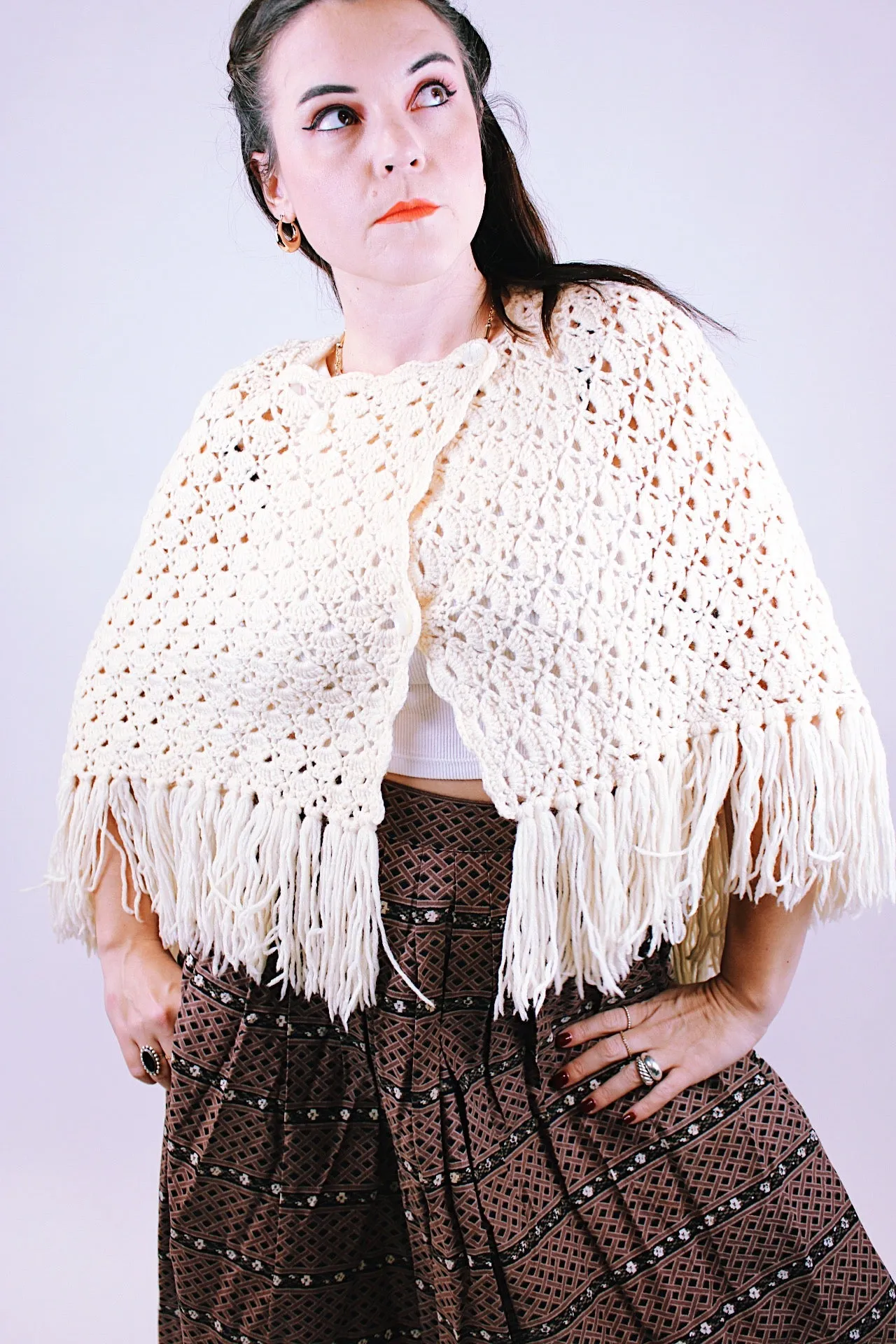 Crochet Fringed Poncho
