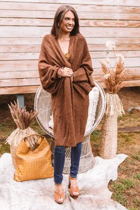 Fall Morning Duster Cardigan in Chocolate