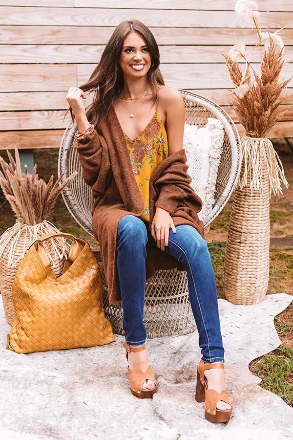 Fall Morning Duster Cardigan in Chocolate