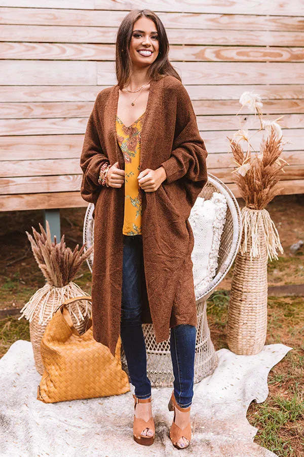 Fall Morning Duster Cardigan in Chocolate
