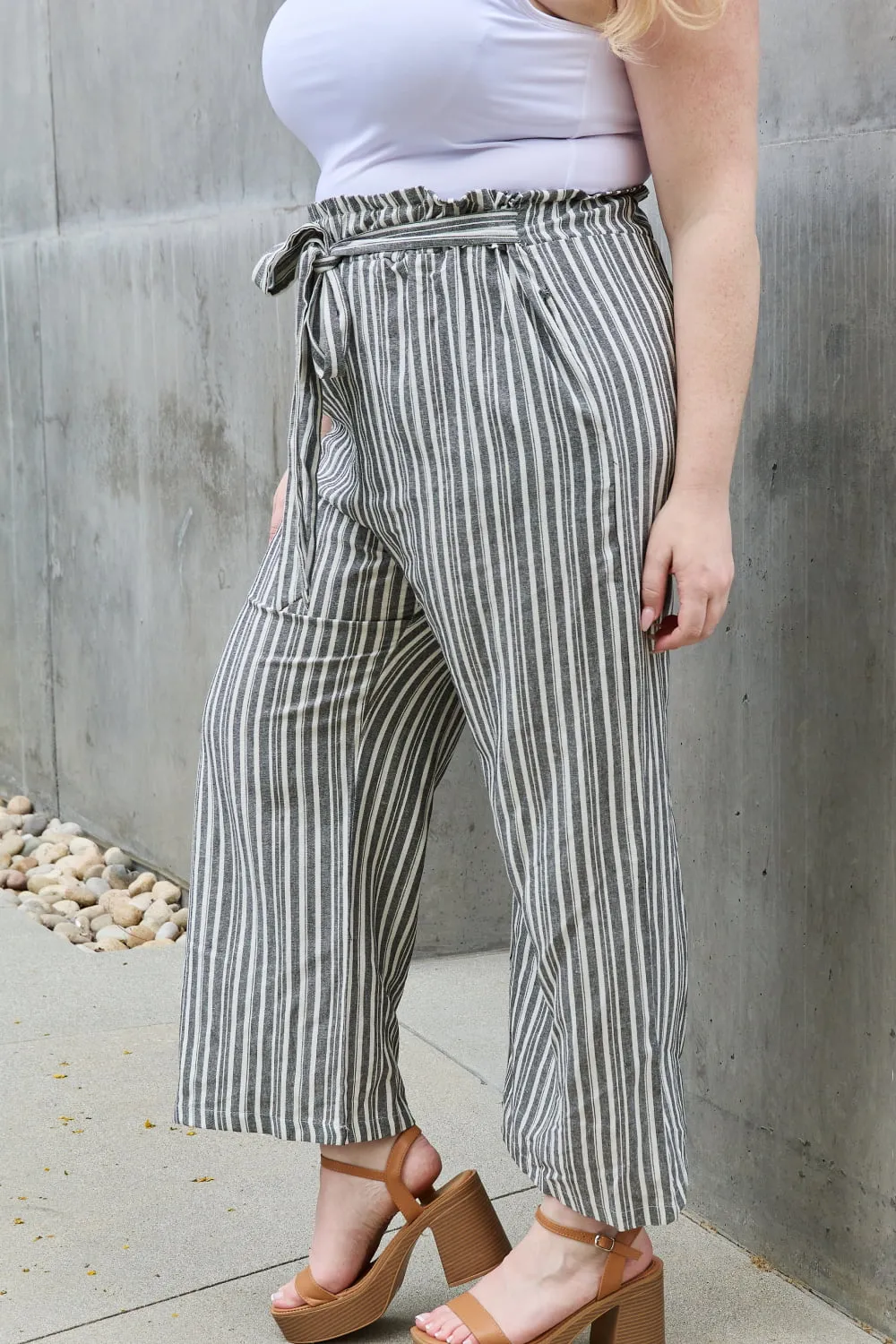 Find Your Path Paperbag Striped Culotte Pants