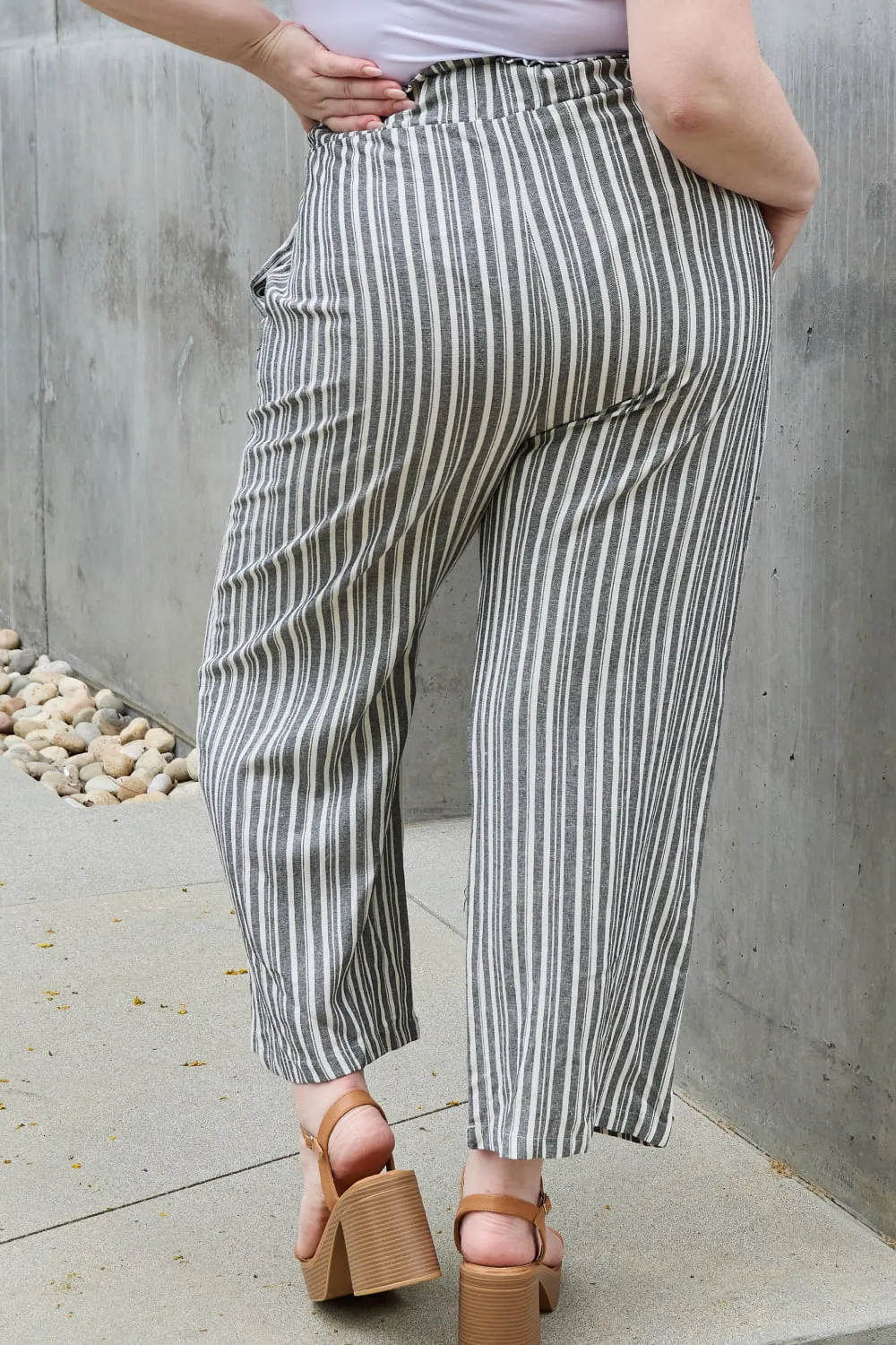 Find Your Path Paperbag Striped Culotte Pants