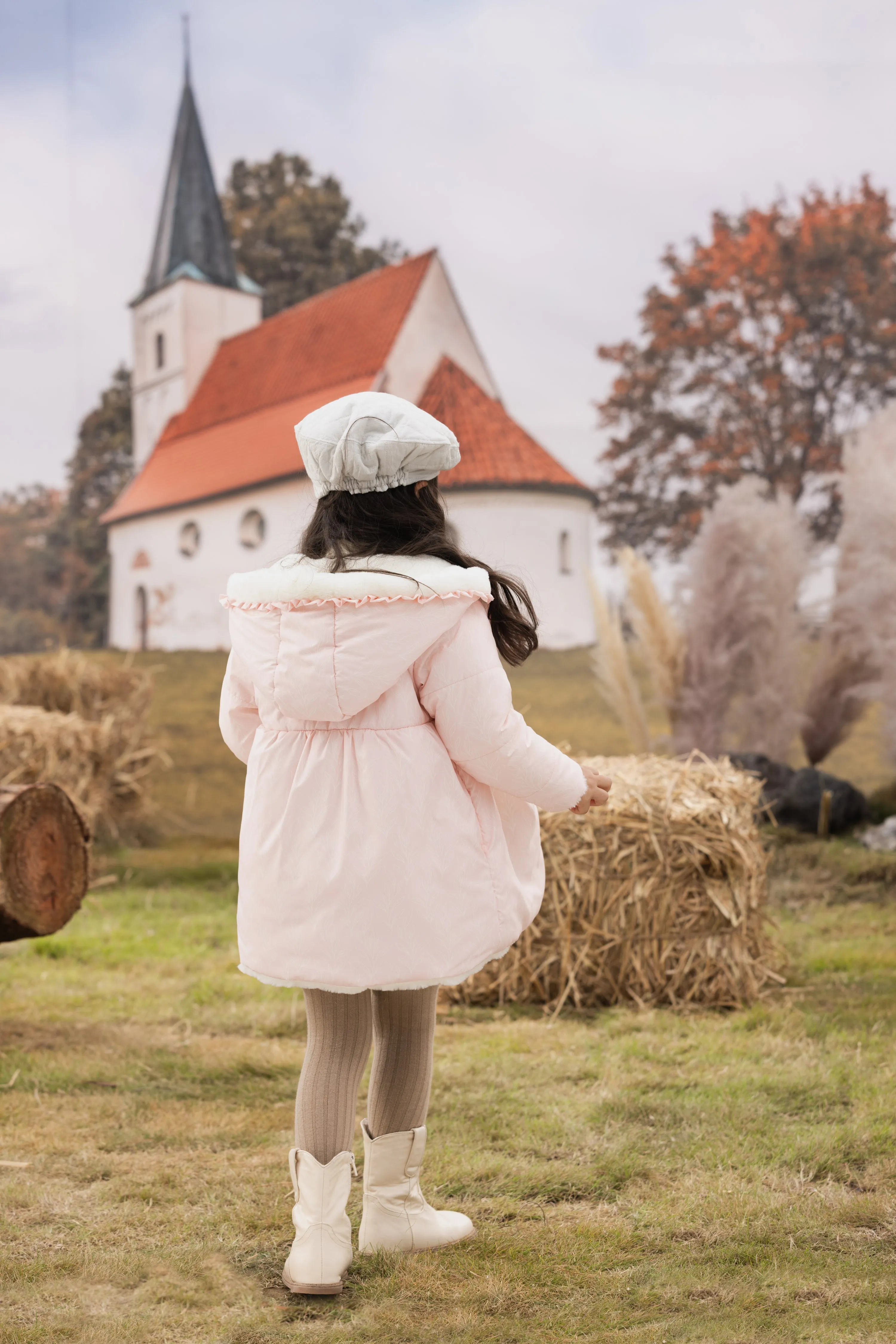 Girls Pink Zip Long Sleeve Coat