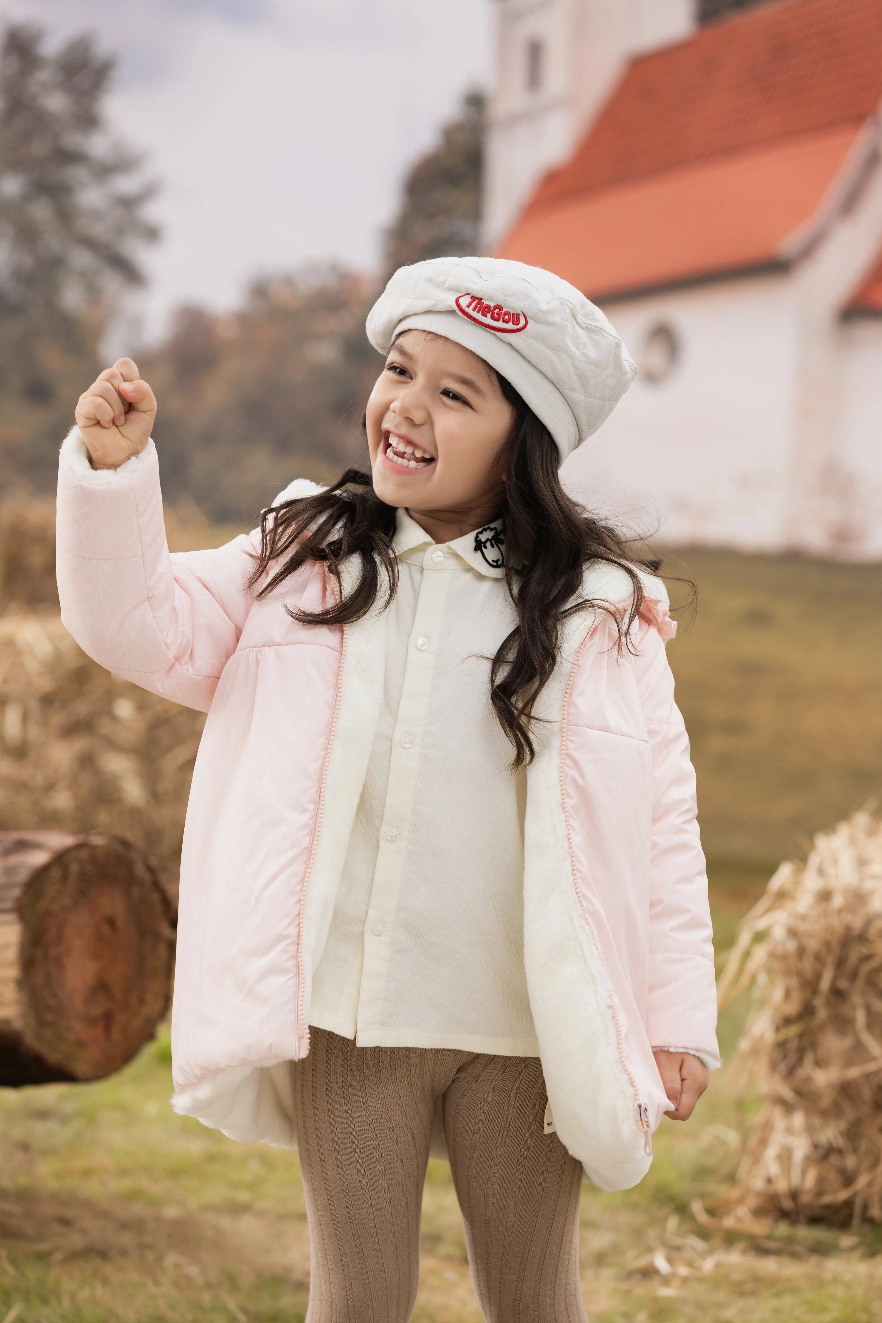 Girls Pink Zip Long Sleeve Coat