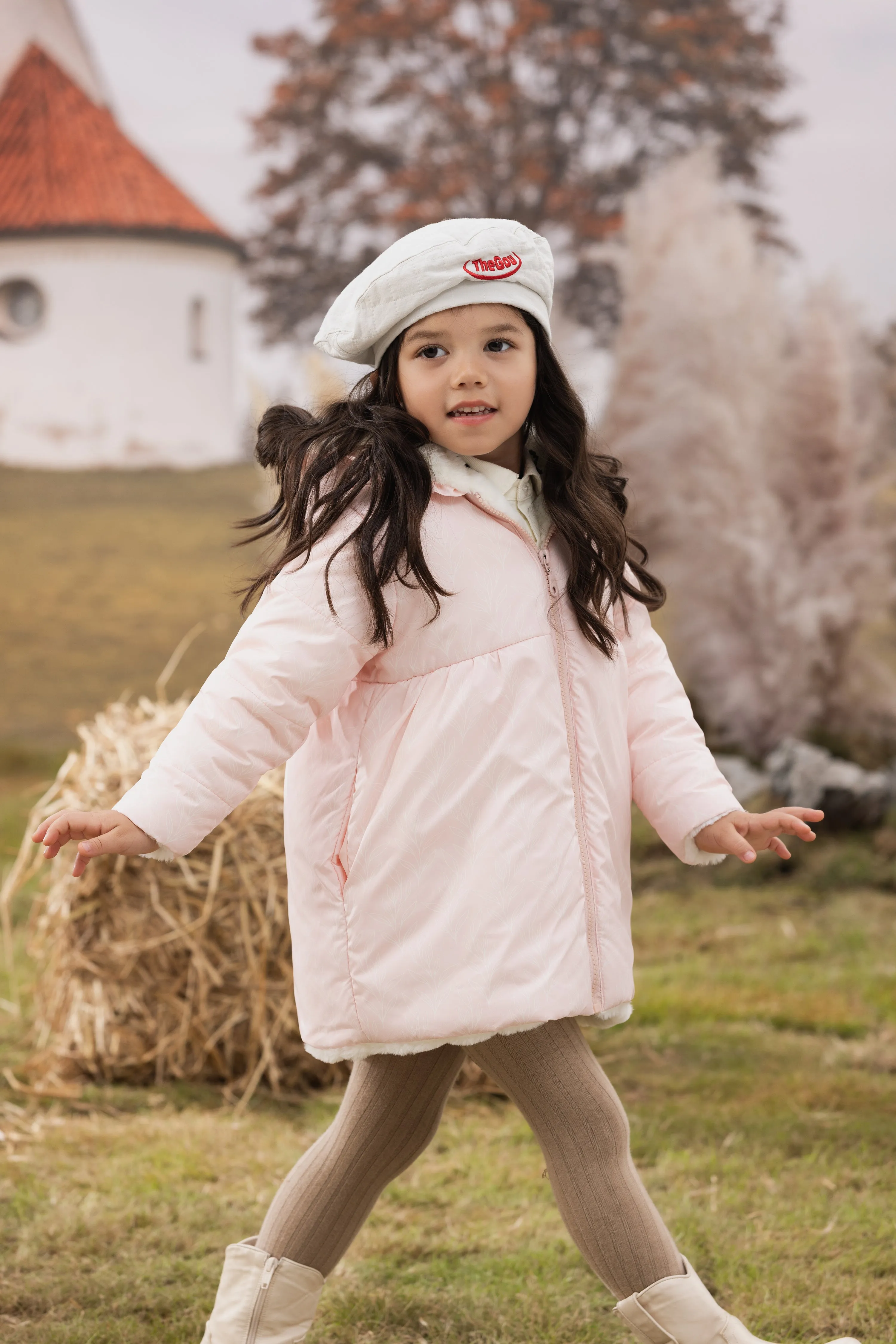 Girls Pink Zip Long Sleeve Coat