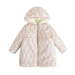 Girls White Zip Long Sleeve Coat