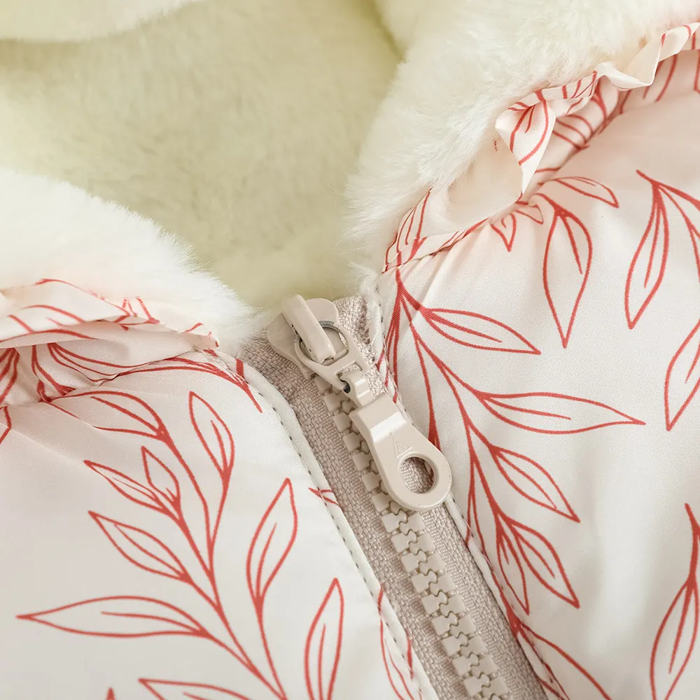 Girls White Zip Long Sleeve Coat