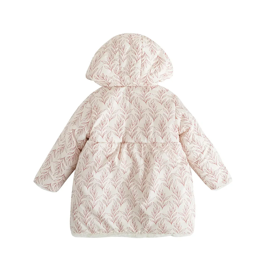 Girls White Zip Long Sleeve Coat