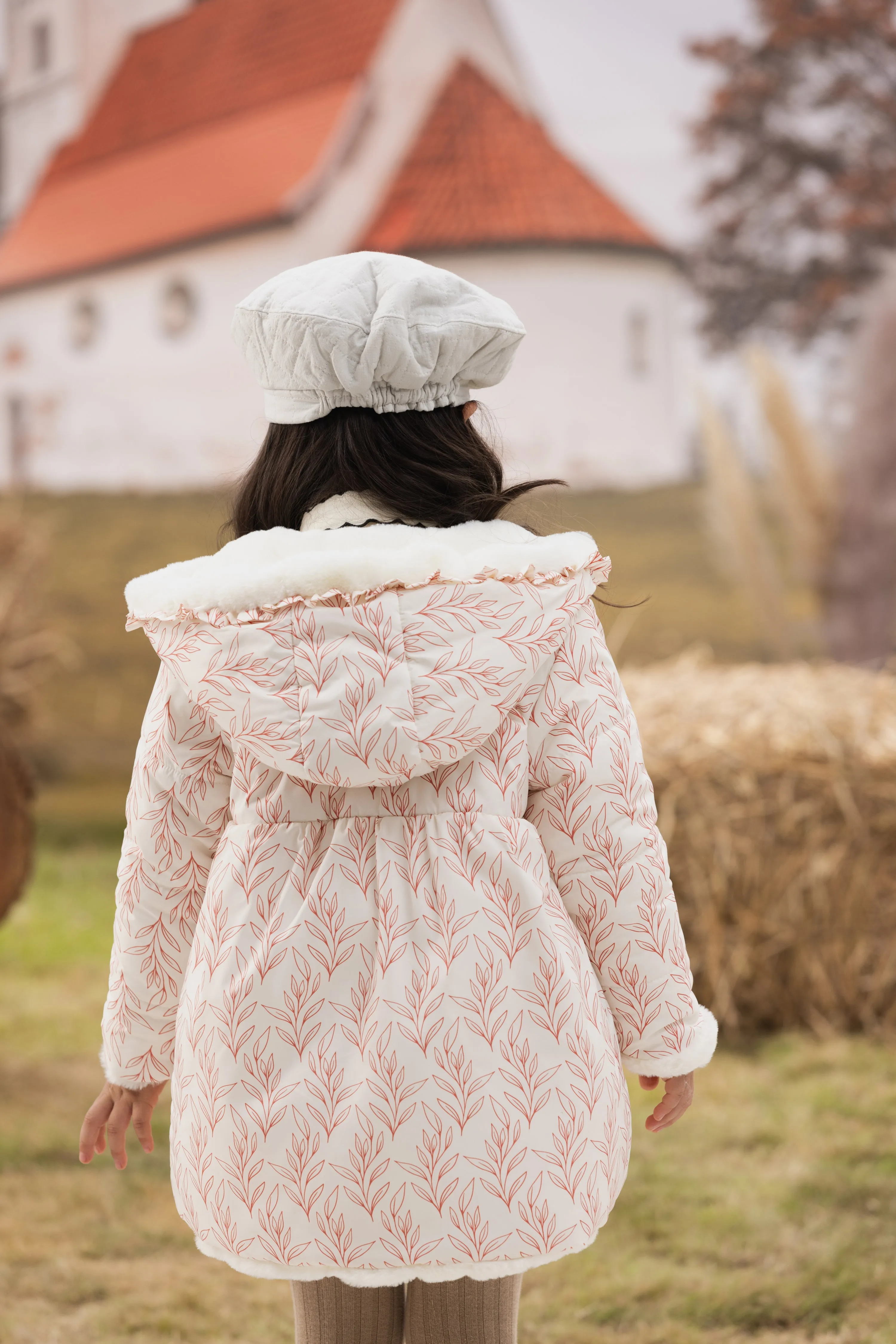 Girls White Zip Long Sleeve Coat