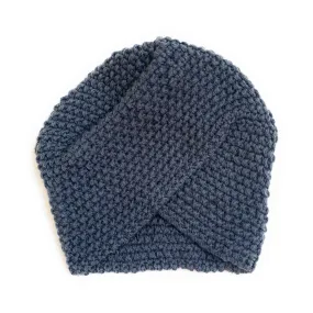 Gray Knit Turban Hat