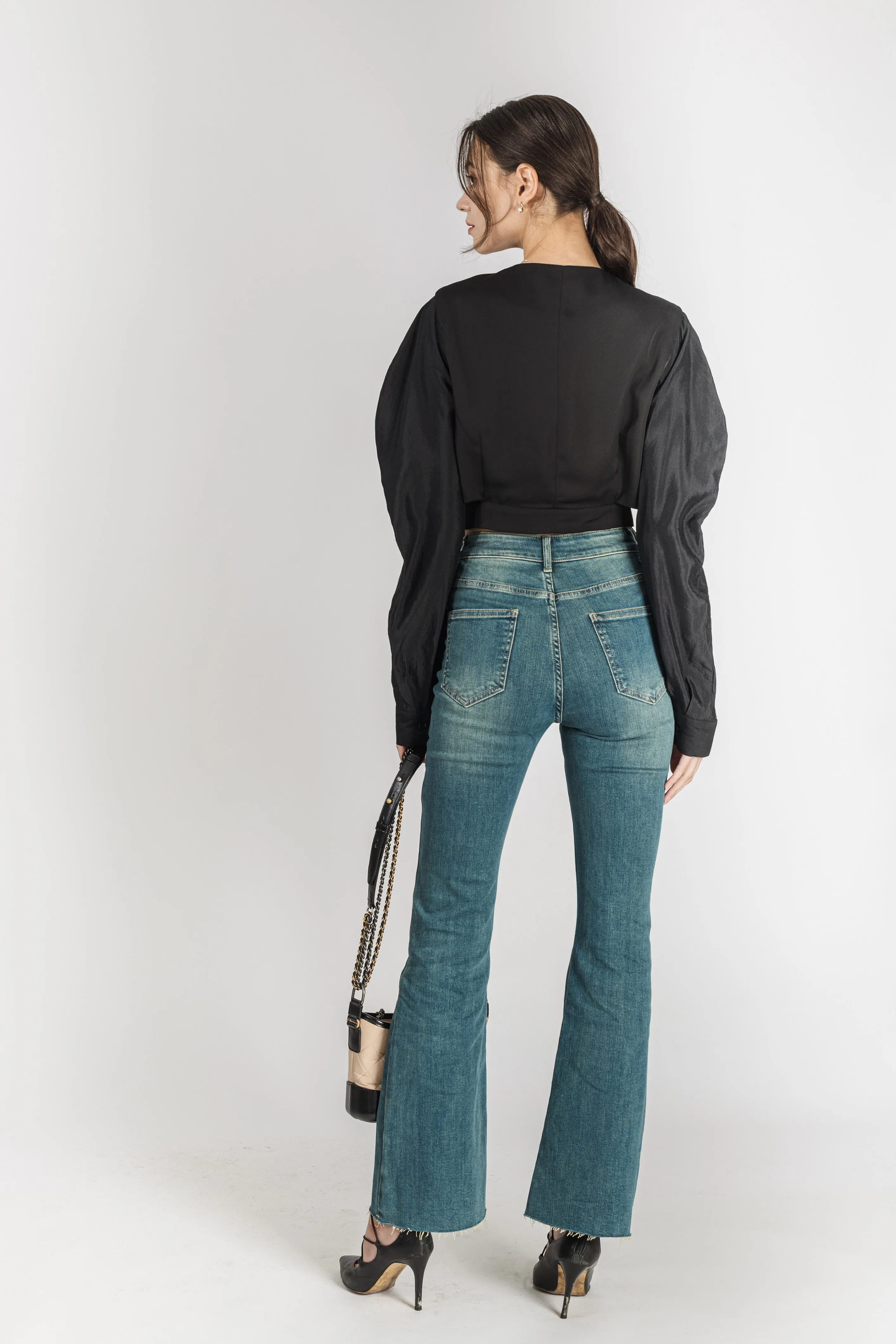 Haisley V Neck Single Breasted Crop Jacket