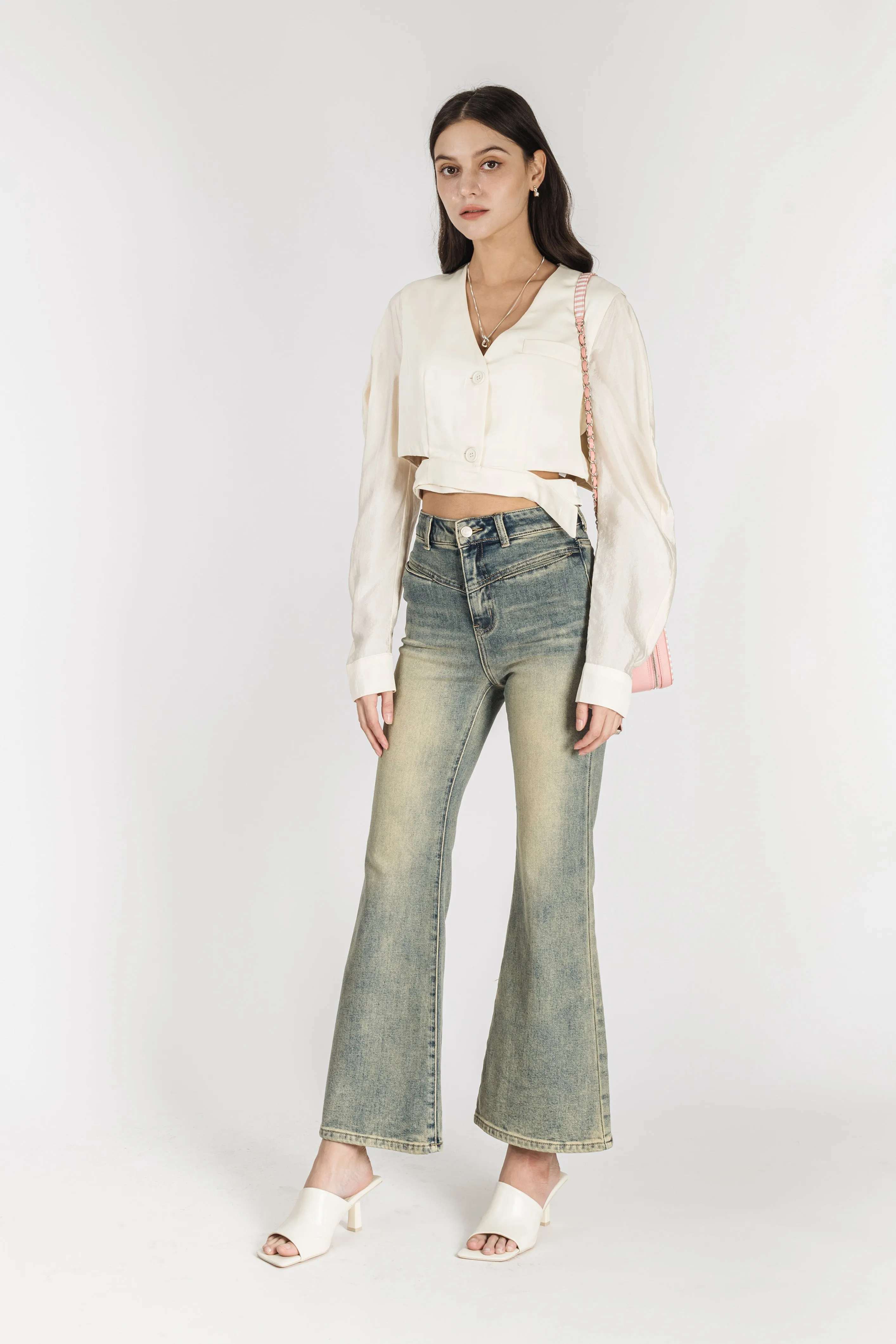 Haisley V Neck Single Breasted Crop Jacket