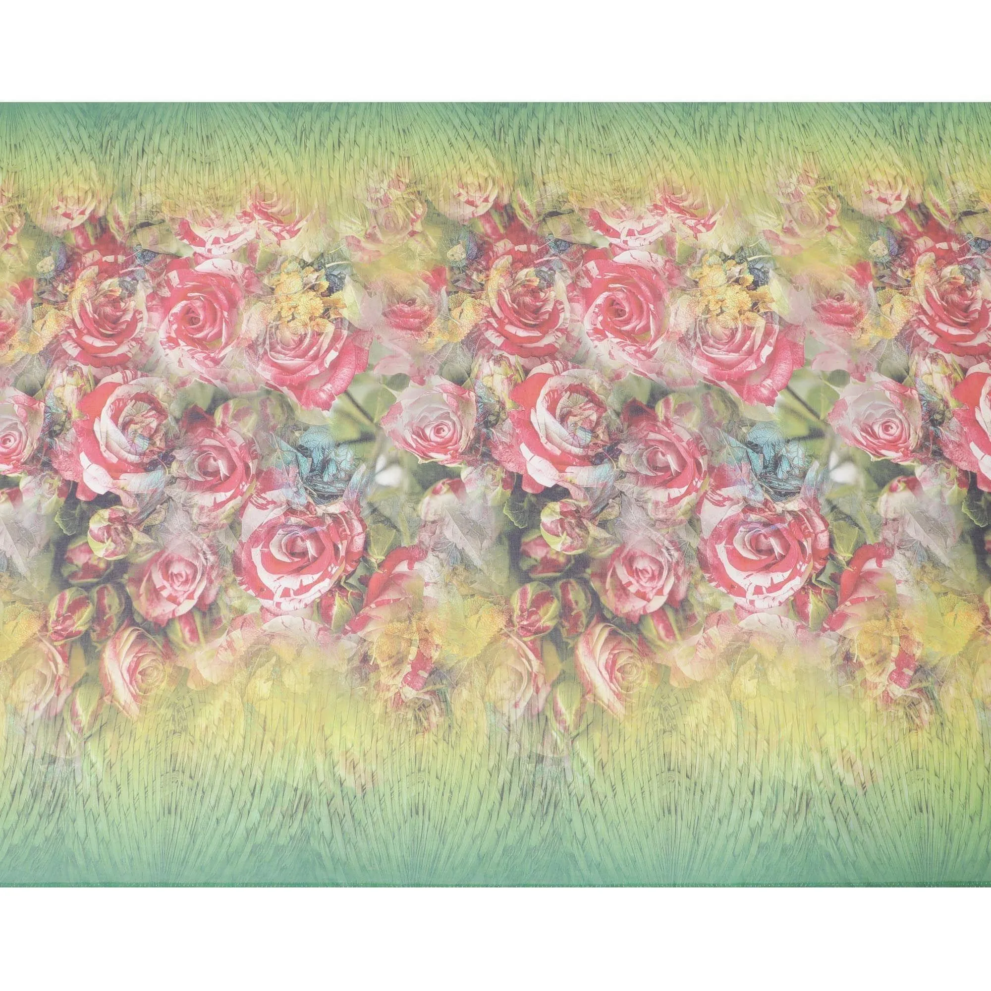 Jade green cotton voile fabric with multicolor print in floral design-D6276