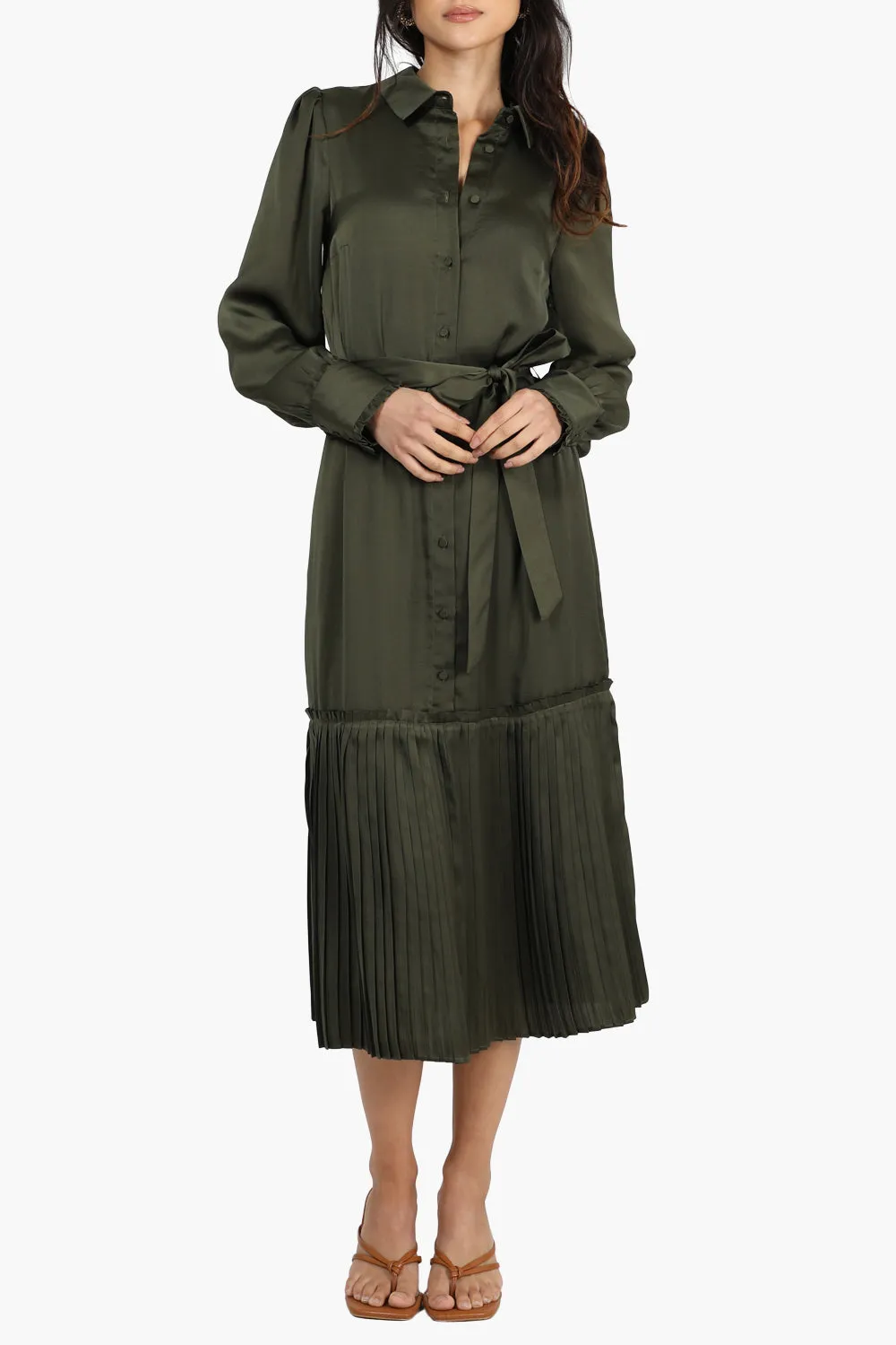 Jade Pleated Long Coat Dress