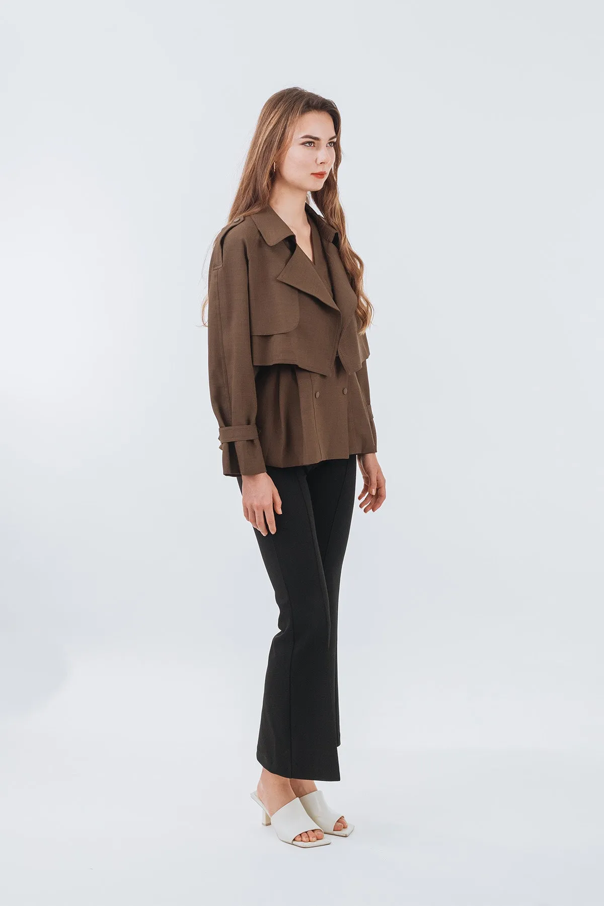 Kelserria Cropped Trench Jacket with Top Set