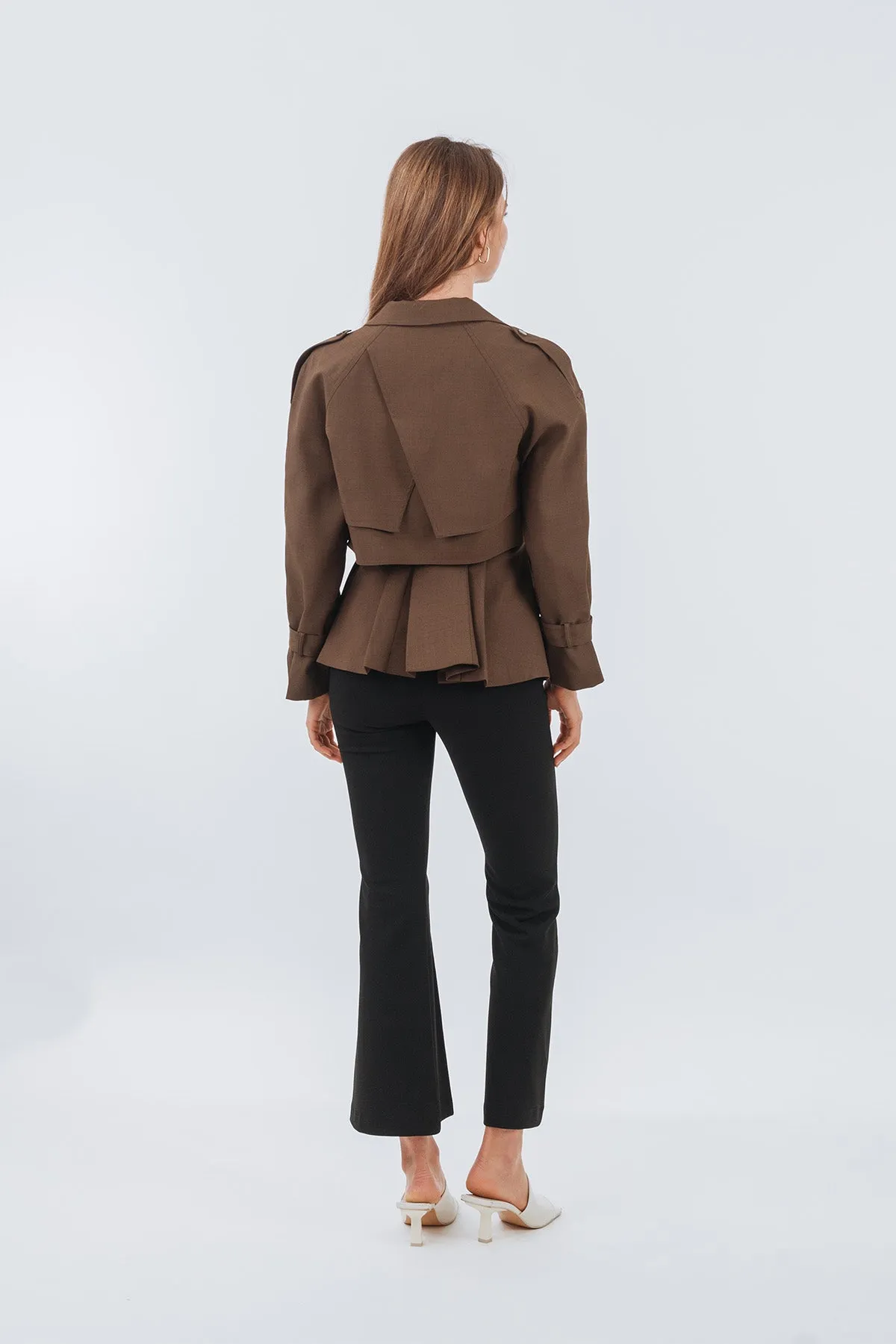 Kelserria Cropped Trench Jacket with Top Set