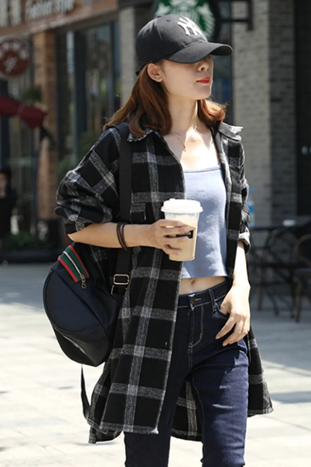 Lapel Thickening Brushed Plaid Flannel Cardigan