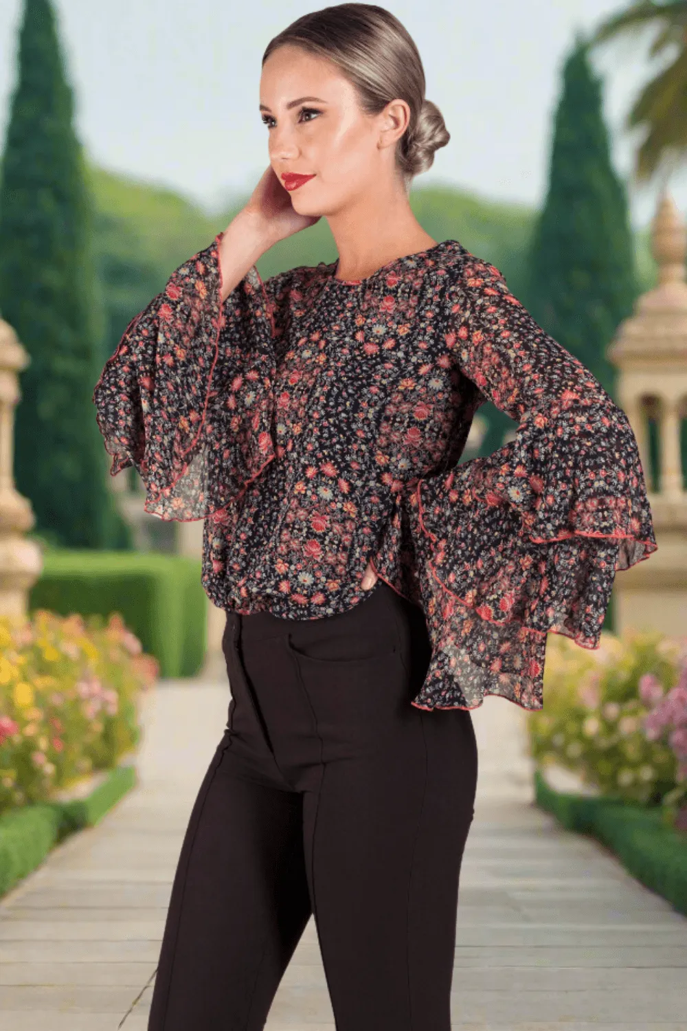 Layered Sleeve Georgette Top