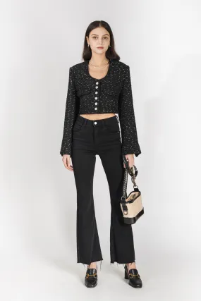 Luna Open-Back Tweed Cropped Jacket