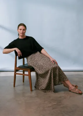MARTHA LEOPARD PRINT SATIN SKIRT