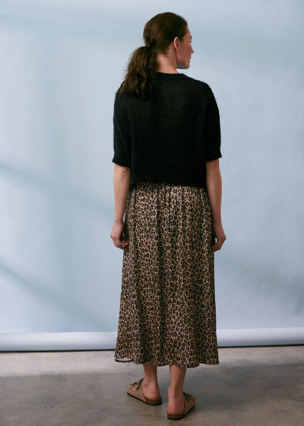 MARTHA LEOPARD PRINT SATIN SKIRT