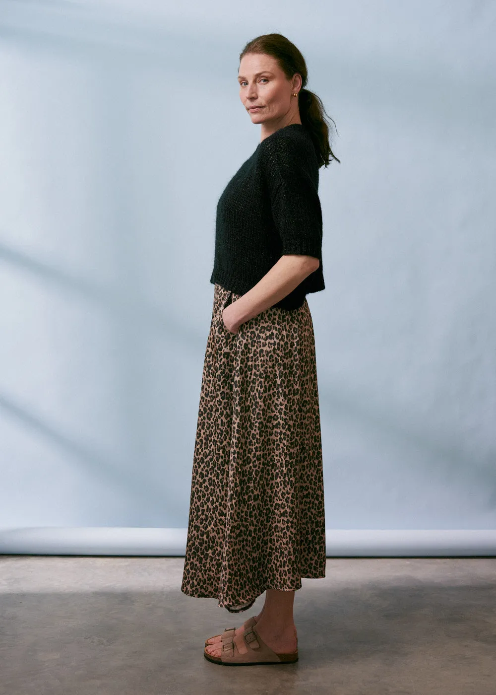 MARTHA LEOPARD PRINT SATIN SKIRT