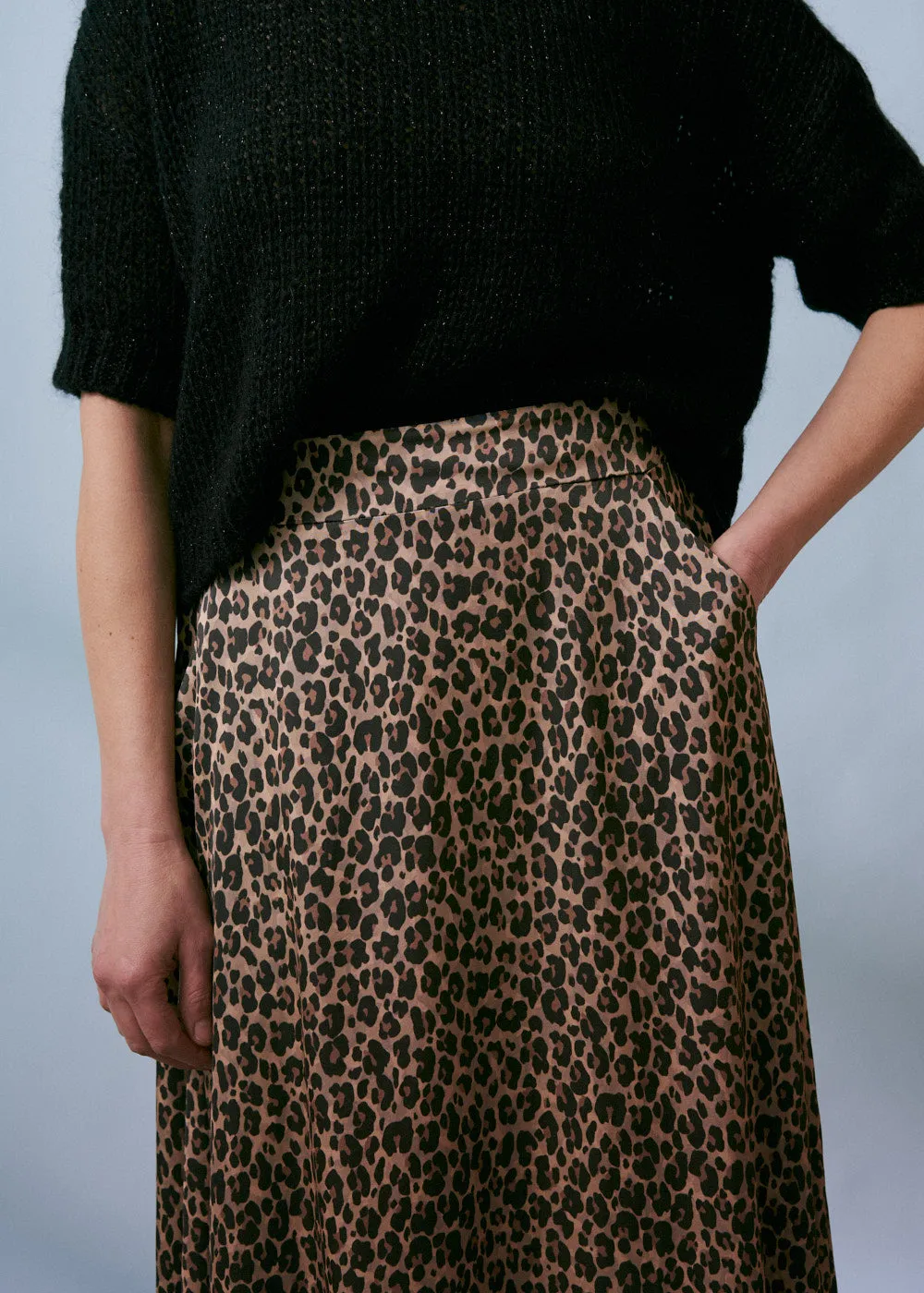 MARTHA LEOPARD PRINT SATIN SKIRT