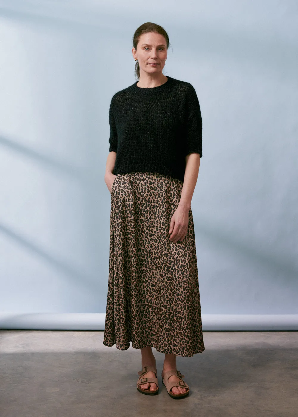 MARTHA LEOPARD PRINT SATIN SKIRT