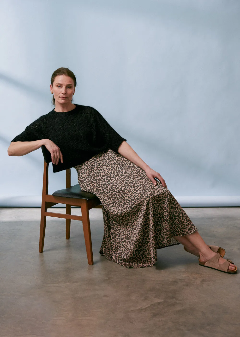 MARTHA LEOPARD PRINT SATIN SKIRT