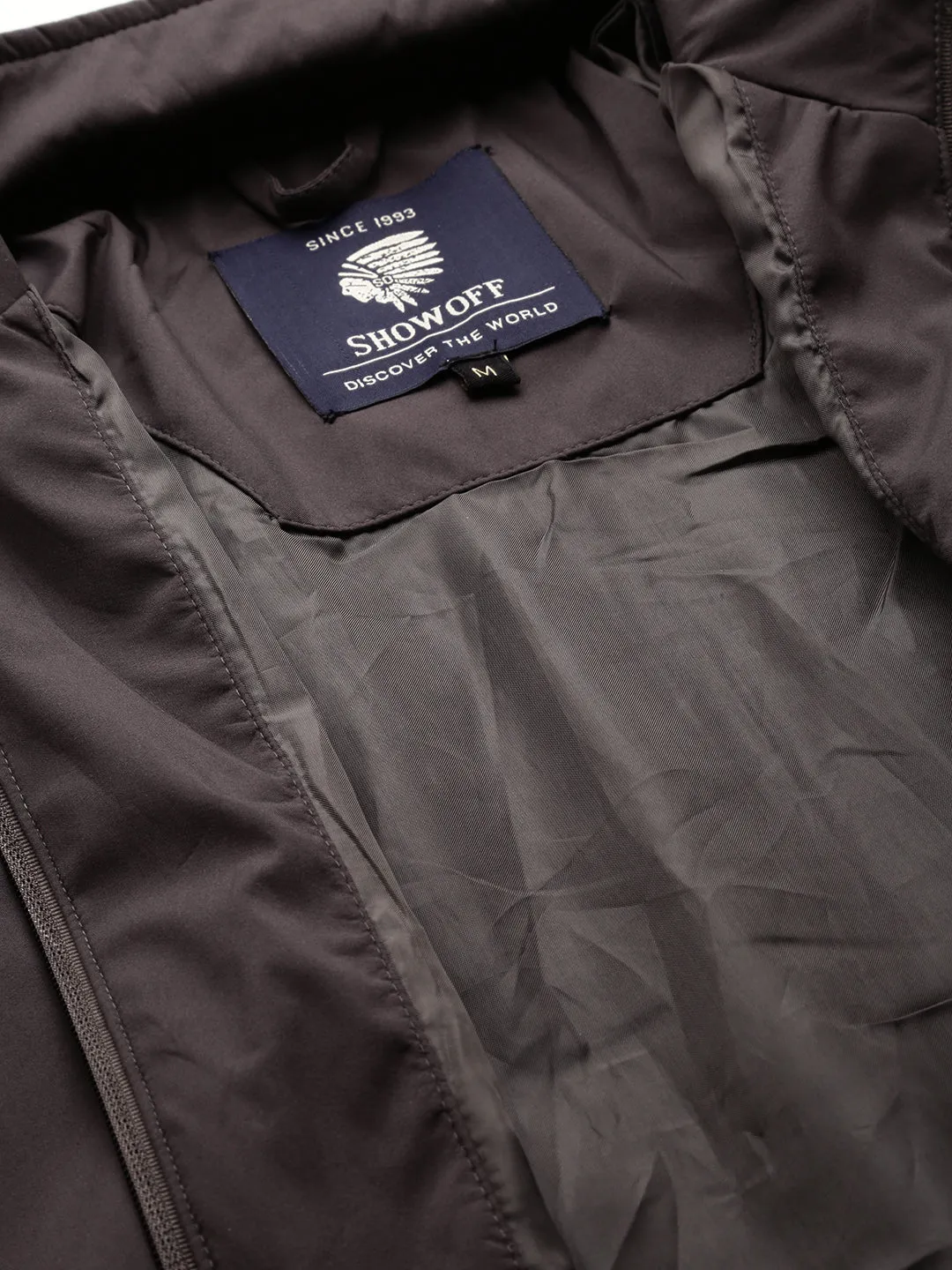 Men Grey Solid Western Jacket