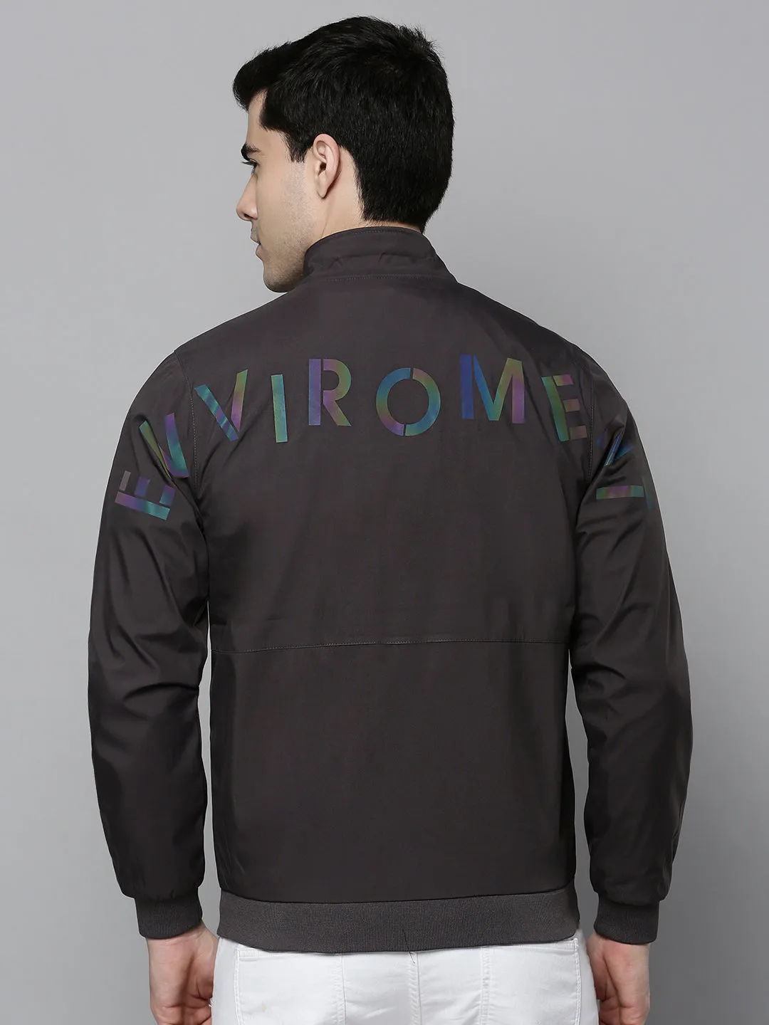 Men Grey Solid Western Jacket