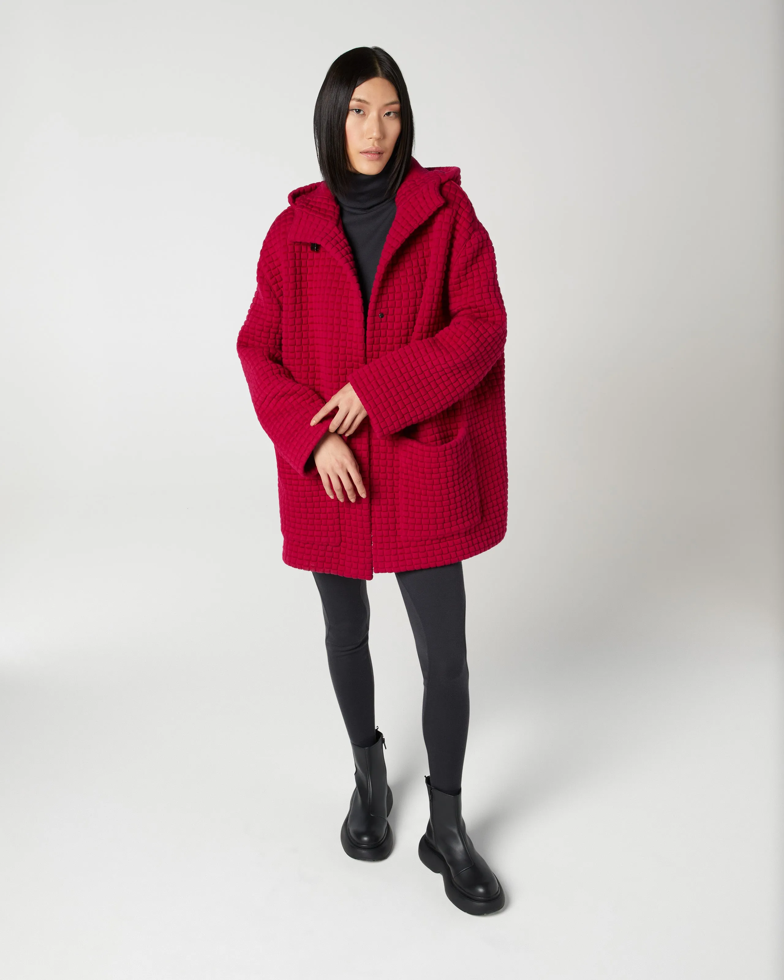 Patterned Hooded Zip Parka