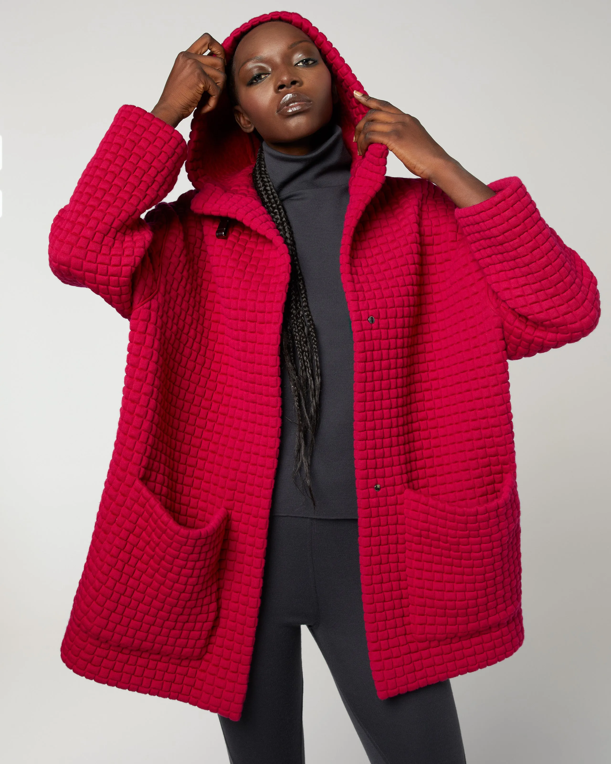 Patterned Hooded Zip Parka