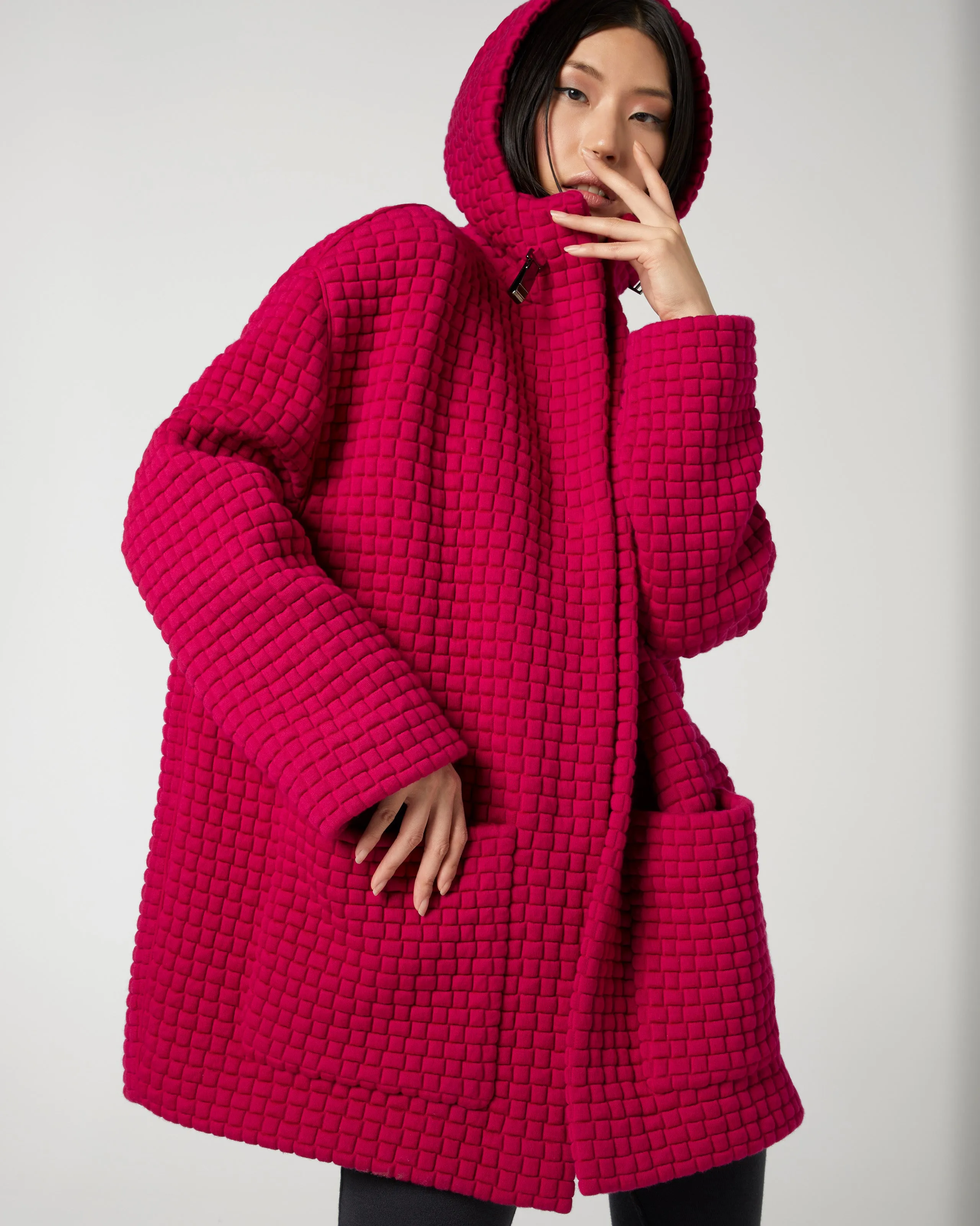 Patterned Hooded Zip Parka