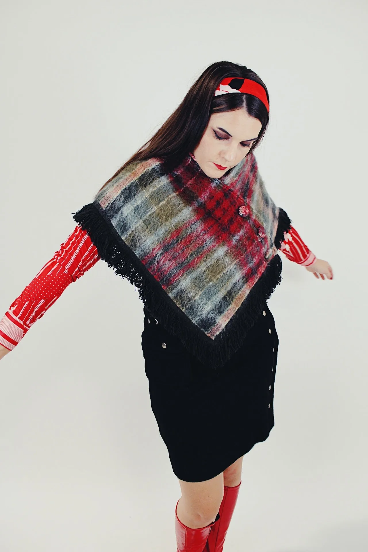 Plaid Mohair Poncho