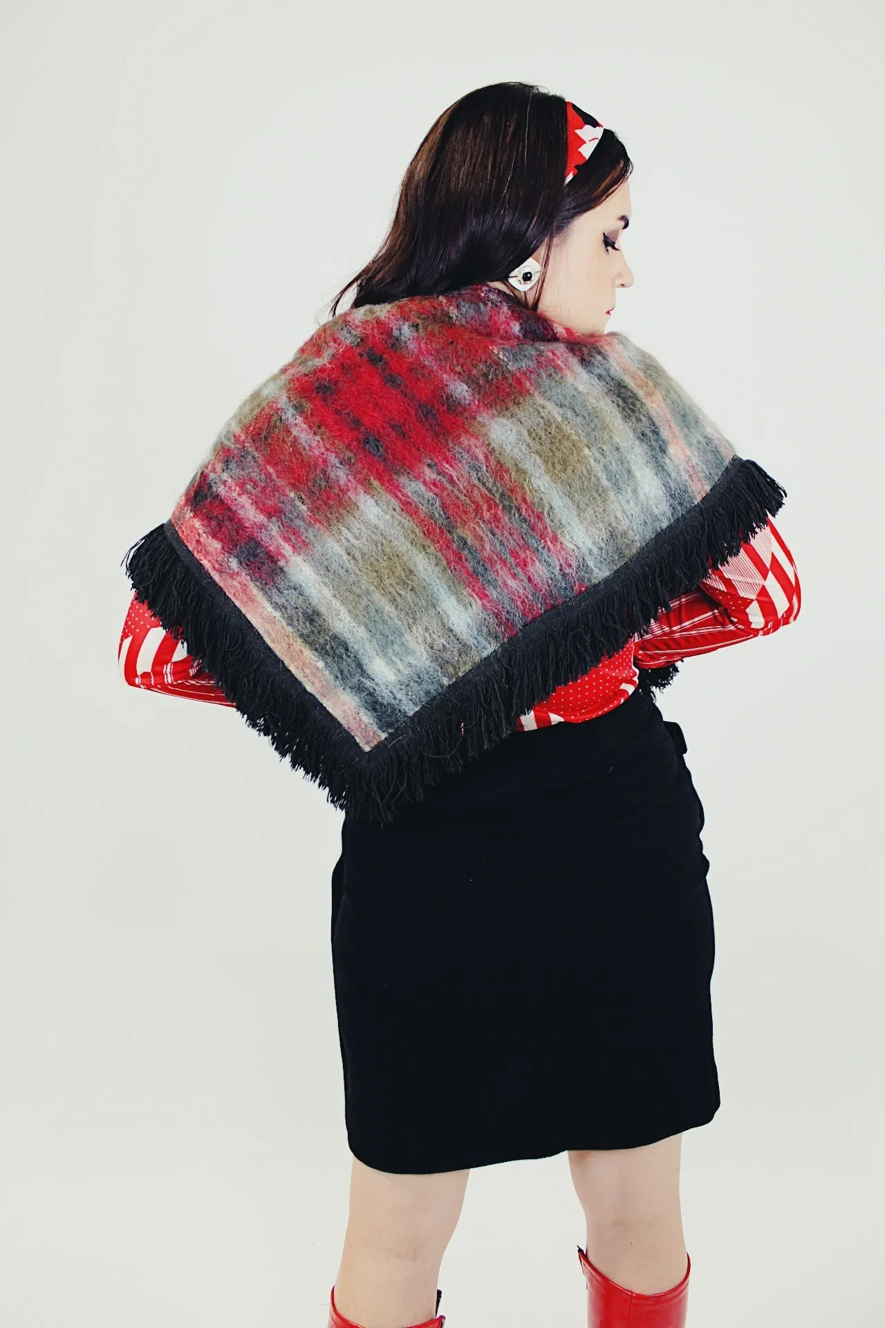 Plaid Mohair Poncho