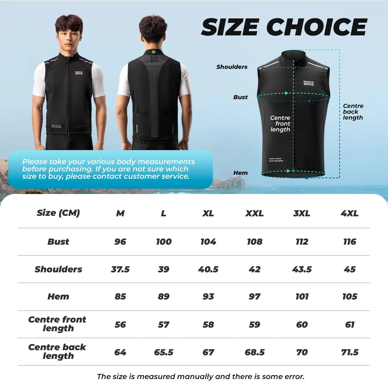 ROCKBROS Cycling Gilet Sleeveless Windbreaker Reflective Lightweight Vest