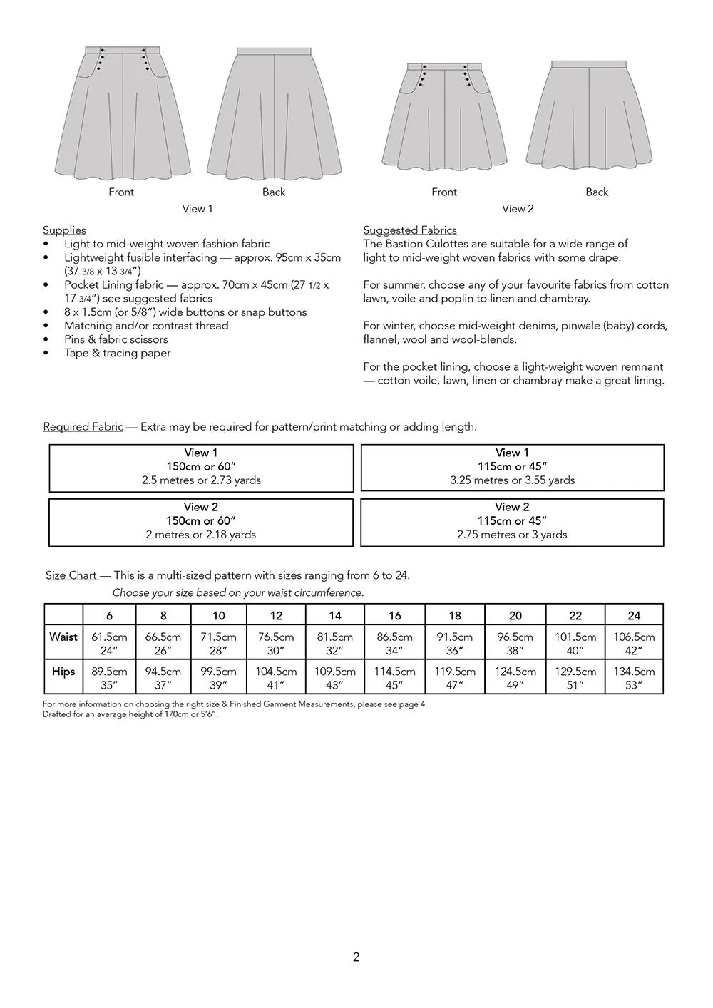 The Bastion Culottes - Jennifer Lauren Handmade - Digital PDF Download Pattern