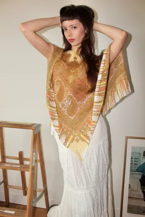 Vintage Retro Silk Poncho (One Size)