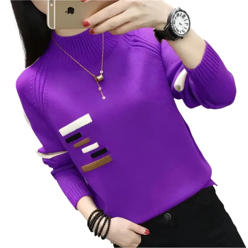 Women’s Turtleneck Sweater – Autumn & Winter Warm Knitwear, Casual Solid Brown Knit Pullover, Korean Fashion Bottoming Shirt