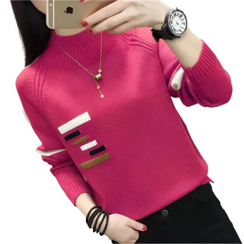 Women’s Turtleneck Sweater – Autumn & Winter Warm Knitwear, Casual Solid Brown Knit Pullover, Korean Fashion Bottoming Shirt