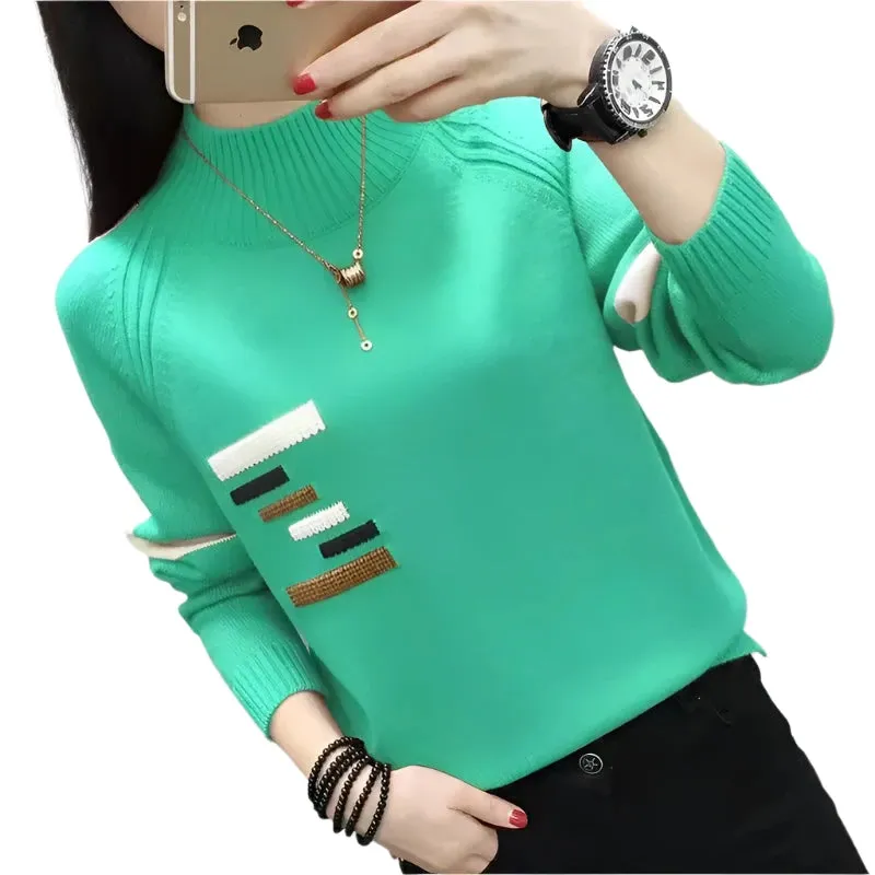 Women’s Turtleneck Sweater – Autumn & Winter Warm Knitwear, Casual Solid Brown Knit Pullover, Korean Fashion Bottoming Shirt