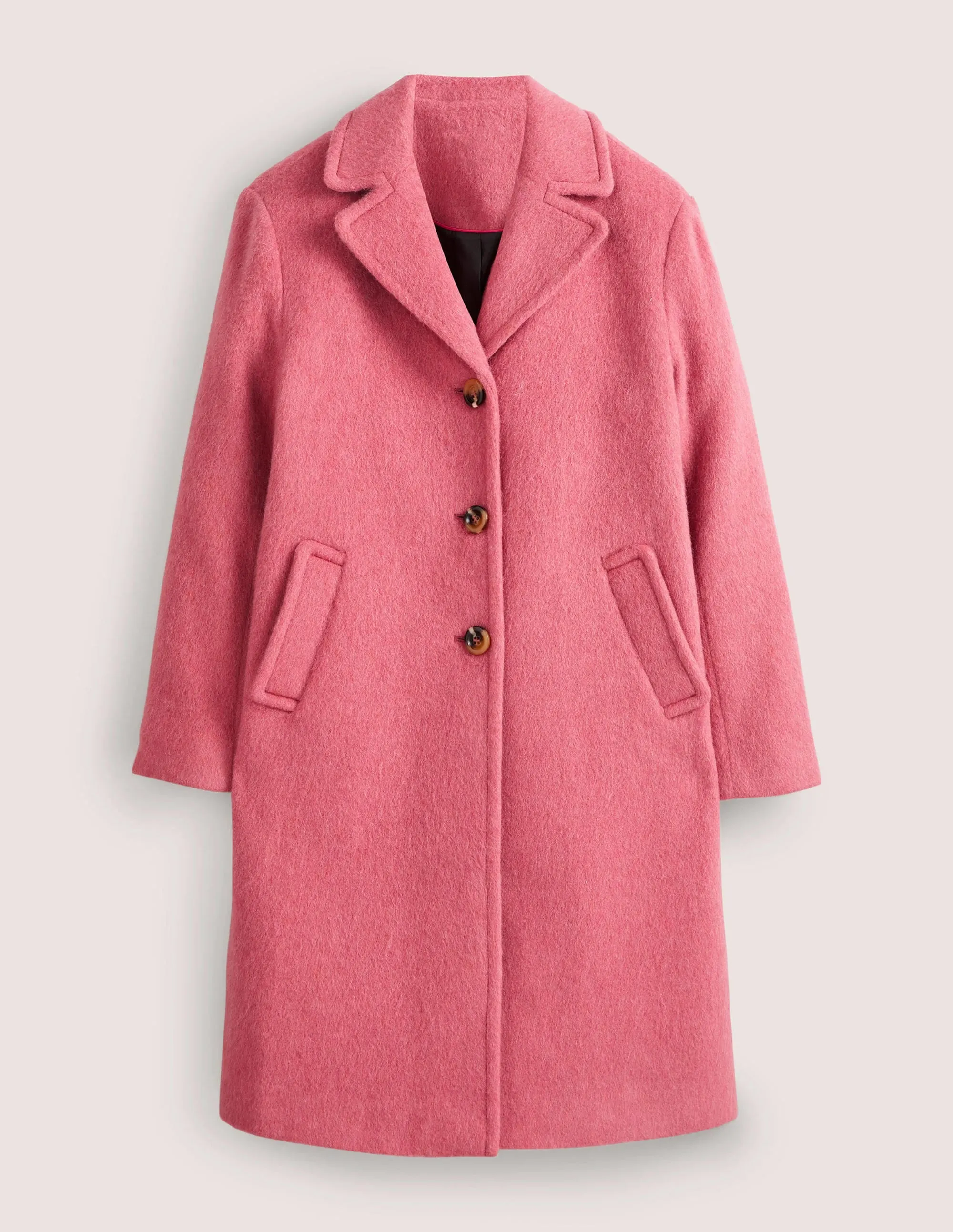 Wool Blend Collared Coat-Dusty Red